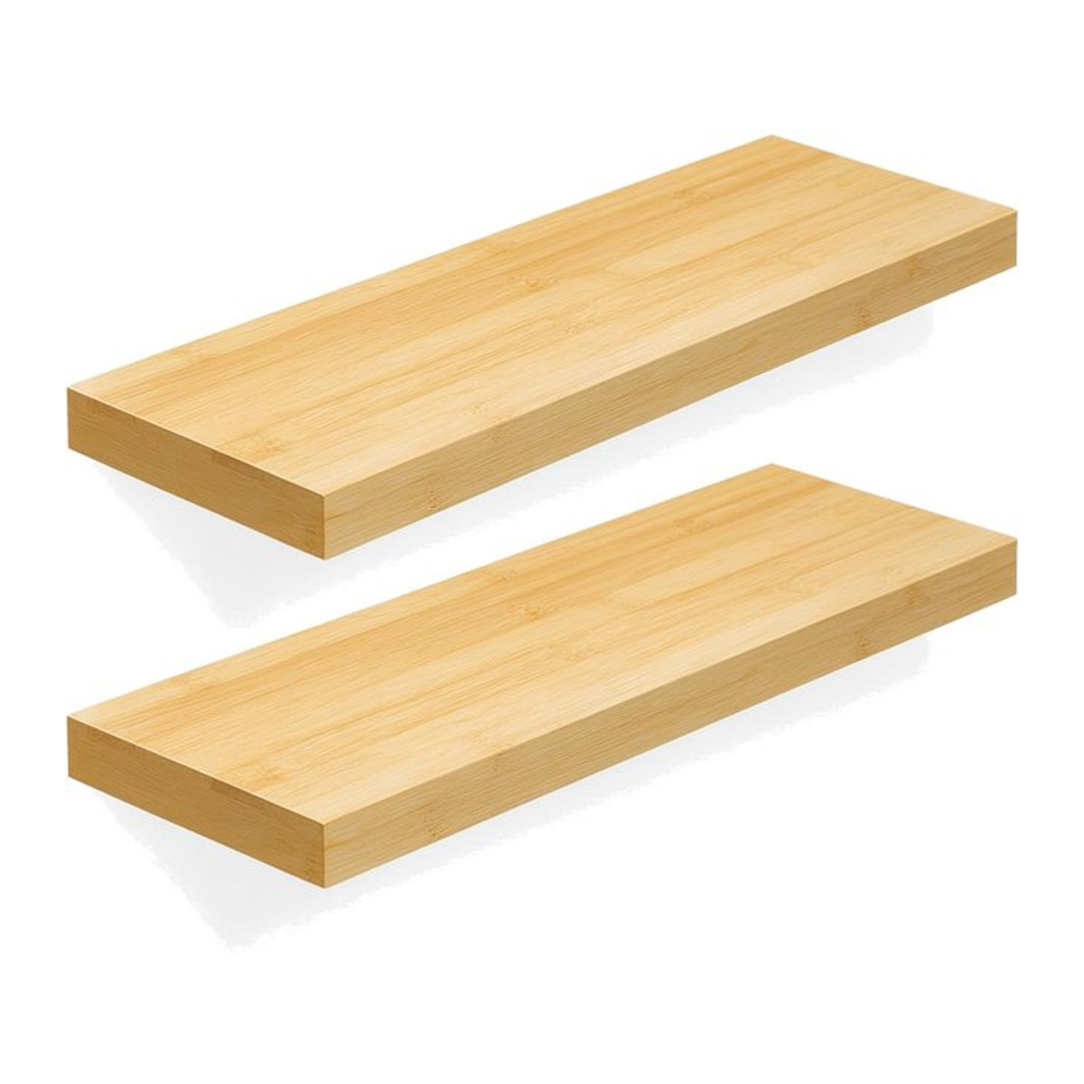 Begryf Bambusregal Set 2 Stück in Natur für Wohnzimmer, Modern Industrial Design, B: 60 cm, T: 20 cm, H: 3,8 cm - Bild 1