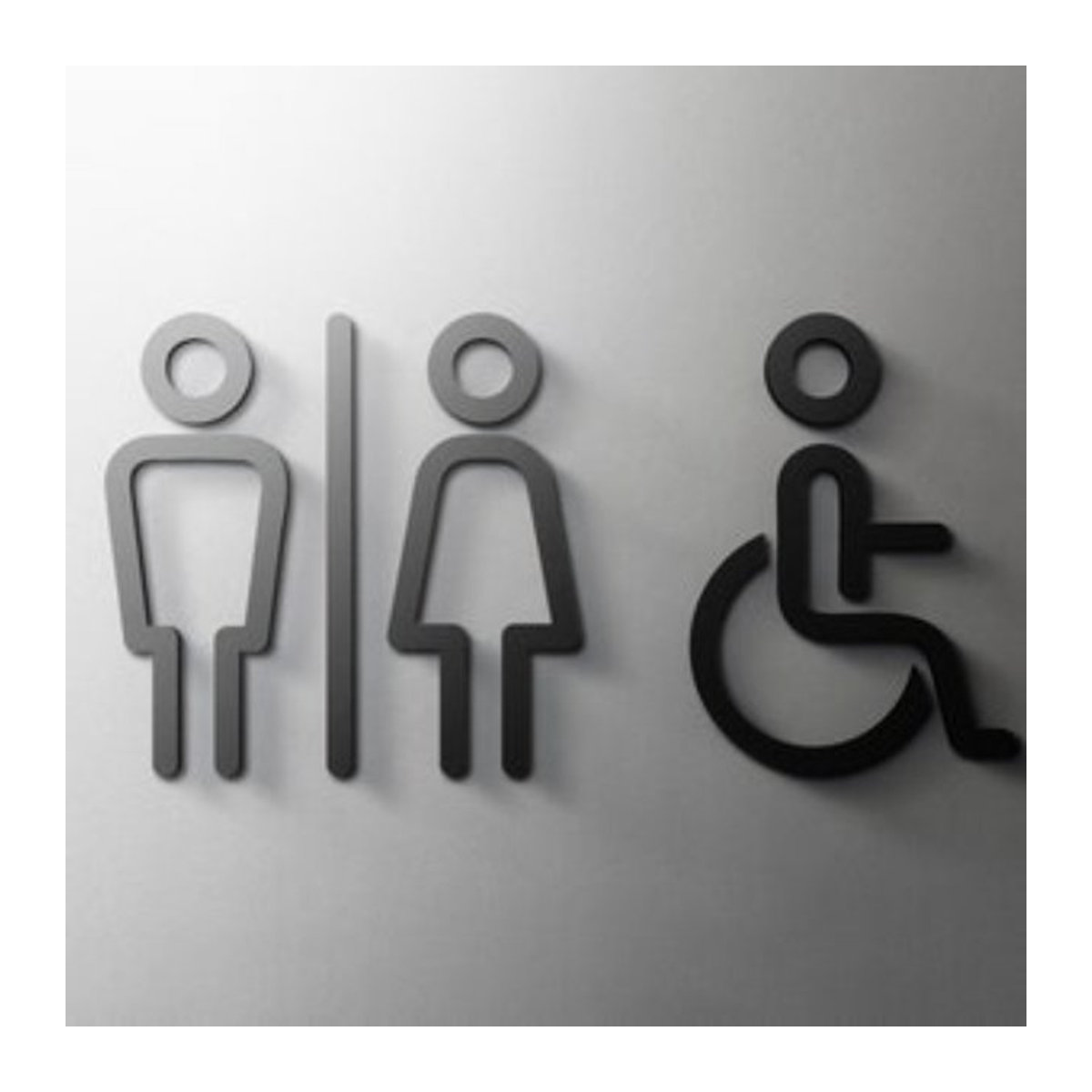 Behindertengerechtes Toilettenschild für Herren und Damen von CIFBUY, modernes 3D-Acryl-Türschild in Schwarz, selbstklebend und wandmontiert - Bild 1