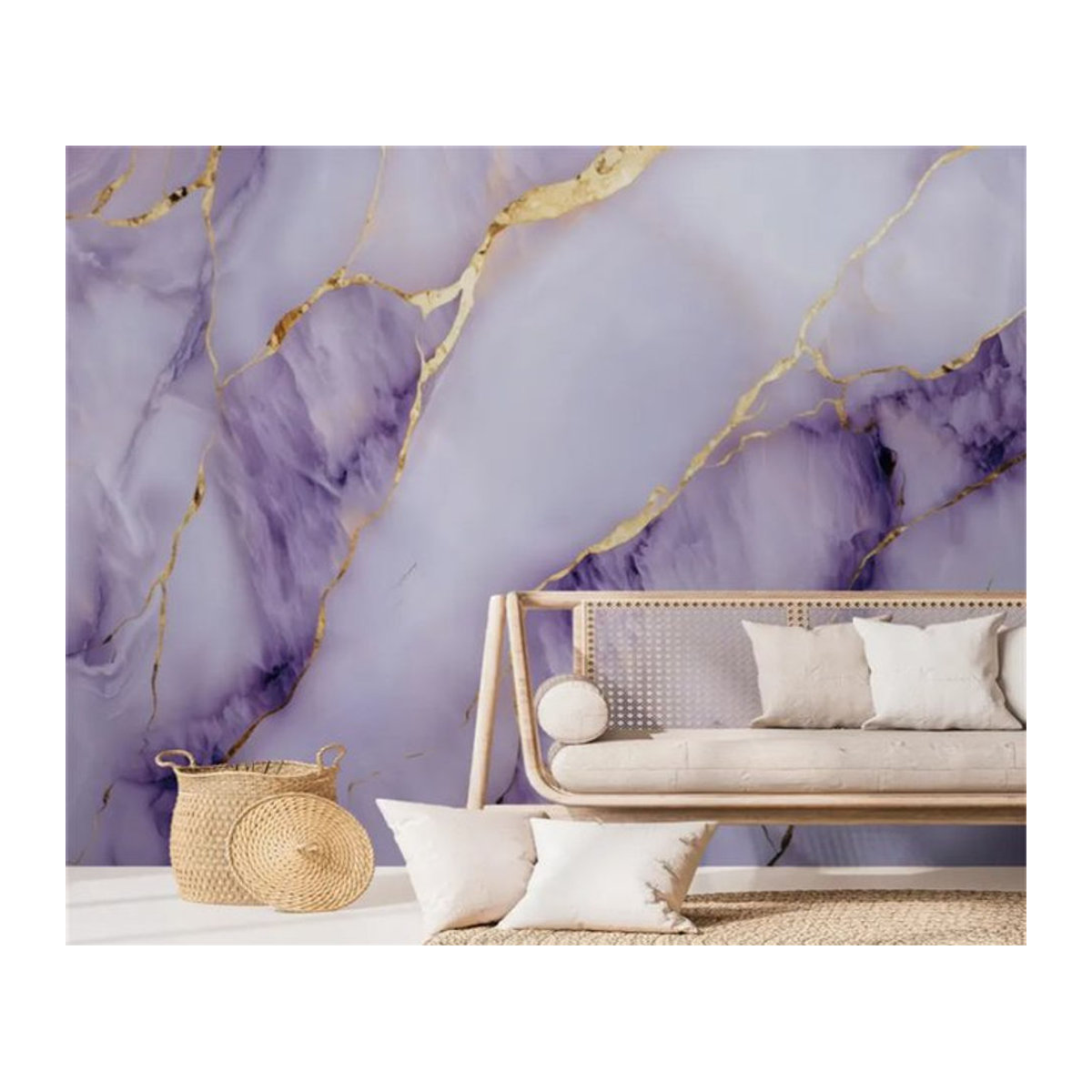 Beibehang Abstrakte Wanddekoration in Lila und Gold als Tapete für Wohnzimmer und Schlafzimmer - Bild 1