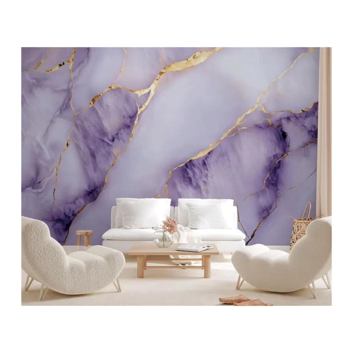 Beibehang Abstrakte Wanddekoration in Lila und Gold als Tapete für Wohnzimmer und Schlafzimmer - Bild 2