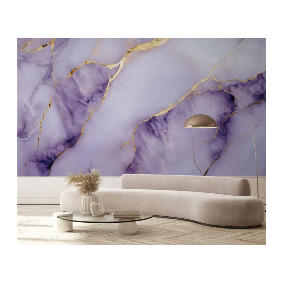 Beibehang Abstrakte Wanddekoration in Lila und Gold als Tapete für Wohnzimmer und Schlafzimmer - Bild 5