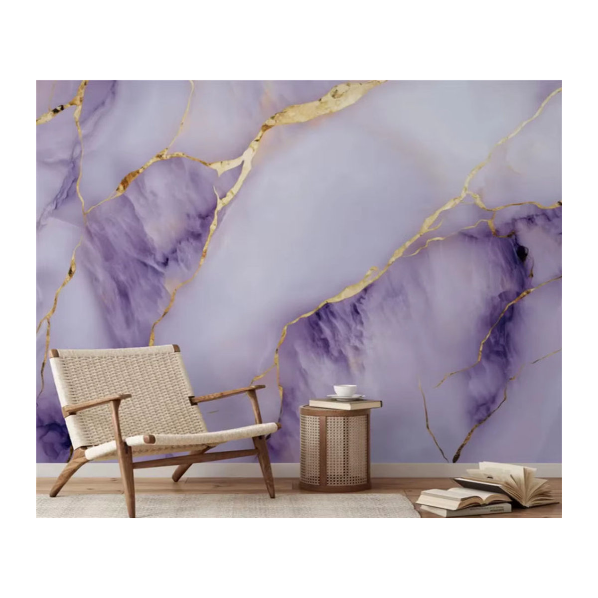 Beibehang Abstrakte Wanddekoration in Lila und Gold als Tapete für Wohnzimmer und Schlafzimmer - Bild 6