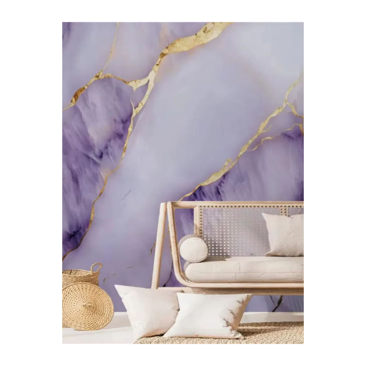 Beibehang Abstrakte Wanddekoration in Lila und Gold als Tapete für Wohnzimmer und Schlafzimmer - Bild 7