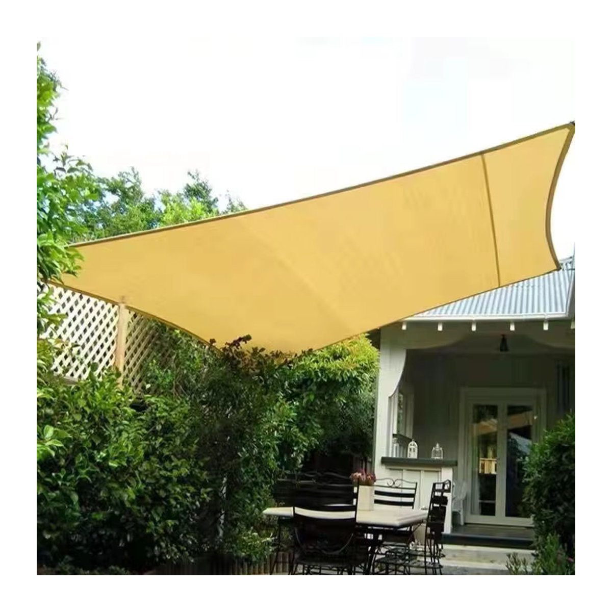 Beigefarbener Sonnenschutz aus Stoff als langlebiges Schattennetz für Terrasse, Gewächshaus und Veranda - Bild 2