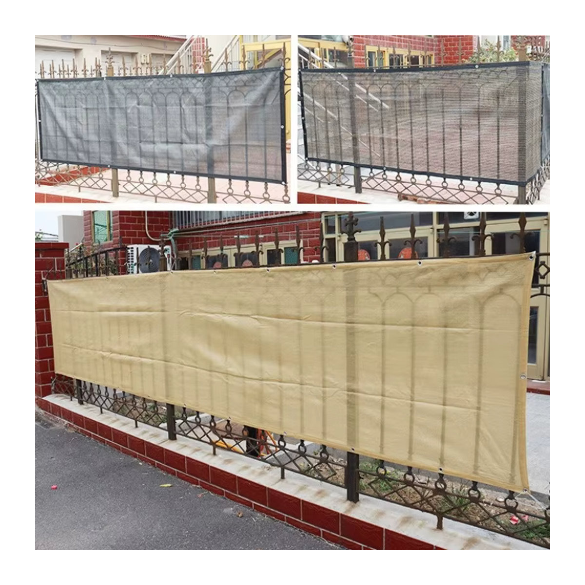 Beiger Sichtschutz Mesh für Balkon Geländer und Garten als Windschutz und Sonnenschutz - Bild 4
