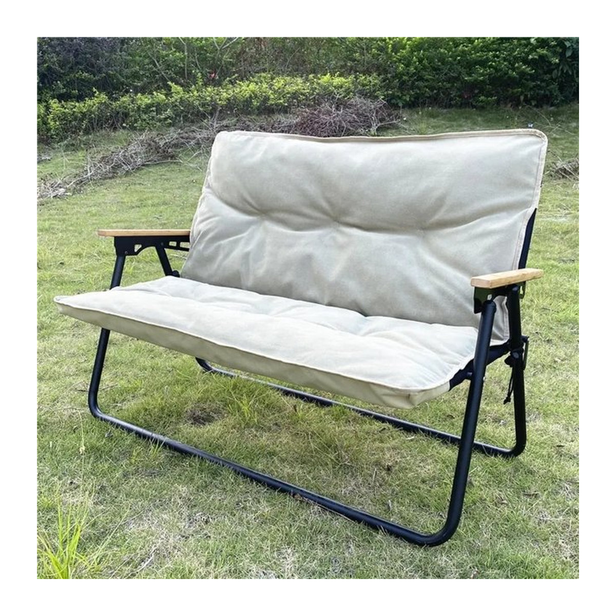Beiges 2-Personen-Klappsofa aus wasserdichtem Oxford-Stoff mit verdicktem Sitzkissen für Strand und Picknick - Bild 1