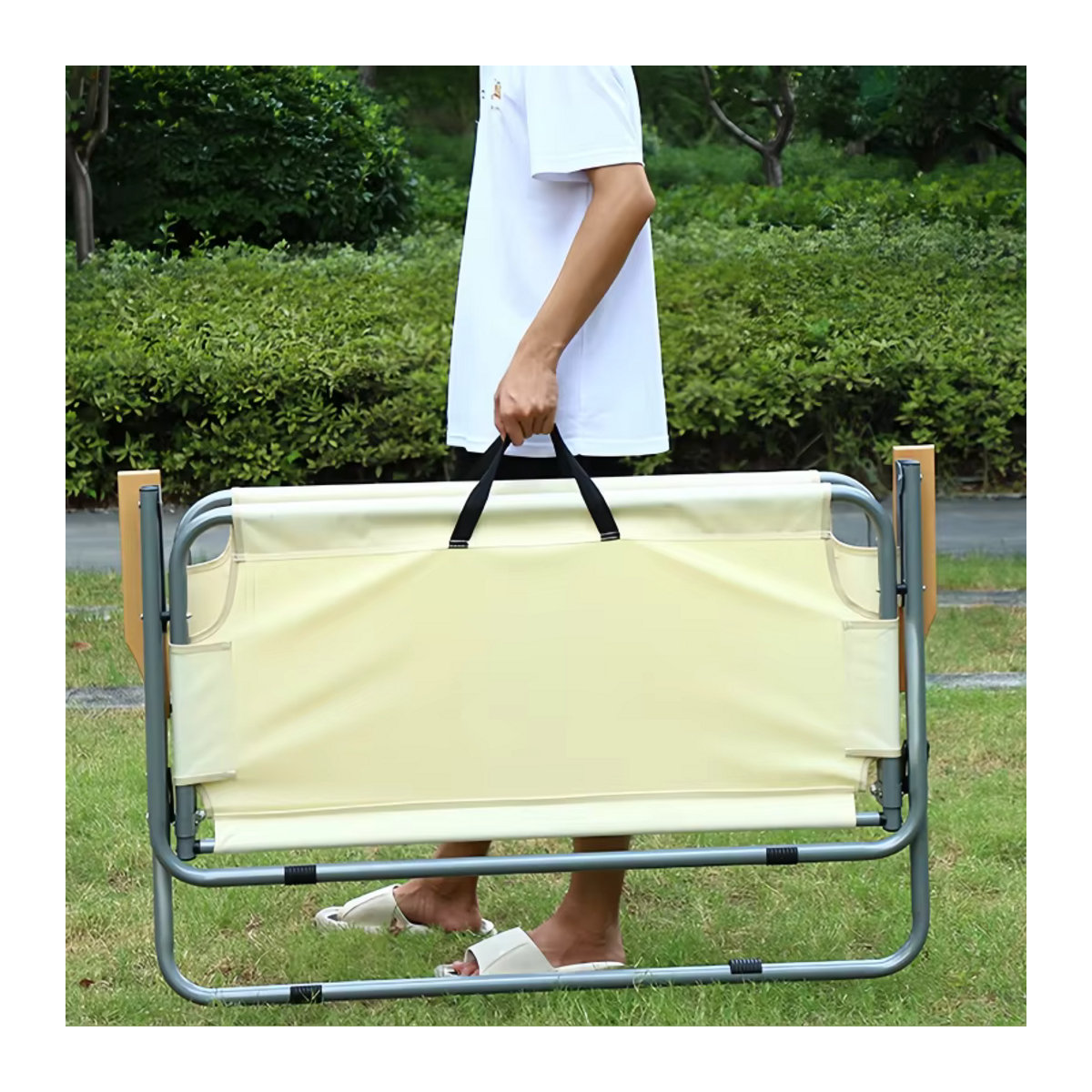 Beiges 2-Personen-Klappsofa aus wasserdichtem Oxford-Stoff mit verdicktem Sitzkissen für Strand und Picknick - Bild 3