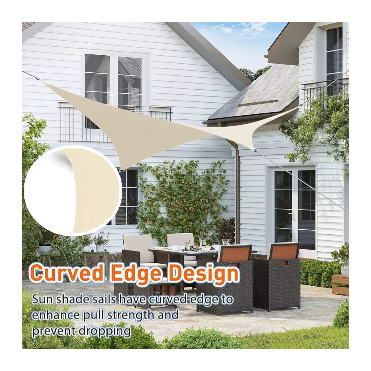 Beiges Heavy Duty Sonnenschutzsegel als wasserdichte Markise für Terrasse und Carport, UV-beständig, Rechteck und Dreieck - Bild 4
