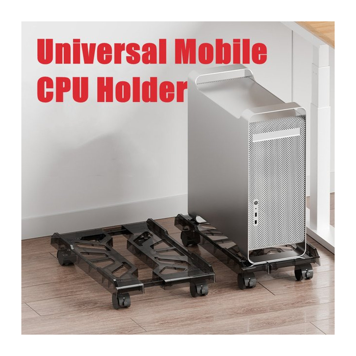 BEISHI Computer-Turmständer mit Rollen, verstellbarer mobiler CPU-Halter in Schwarz oder Grau - Bild 1