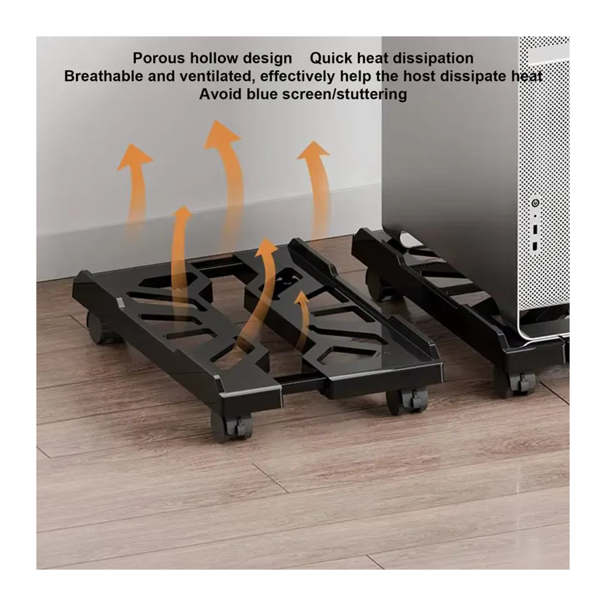 BEISHI Computer-Turmständer mit Rollen, verstellbarer mobiler CPU-Halter in Schwarz oder Grau - Bild 4