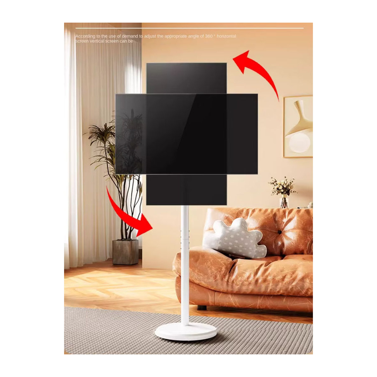 BEISHI Moderner Rollbarer TV-Ständer in Weiß für 10-46 Zoll OLED-LED-Monitore mit Metall-TV-Halterung und Rundbasis - Bild 5