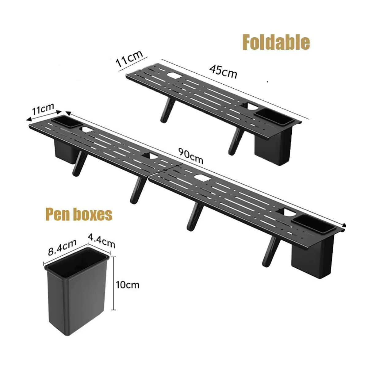 BEISHI Verstellbares Aufbewahrungsregal für TV-Bildschirme und Computermonitore mit 2 Aufbewahrungsboxen in Schwarz, Minimalistisches Design - Bild 6