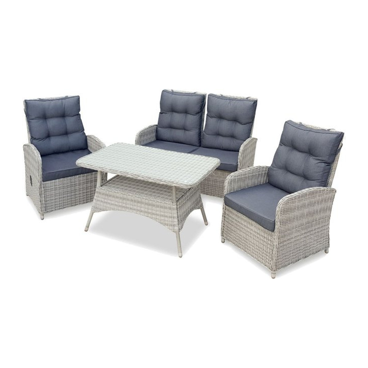 BELLAVISTA Dining-Lounge Monte Carlo in Grau mit 4 Sitzplätzen aus Polyrattan und Aluminium inklusive Auflagen - Bild 1
