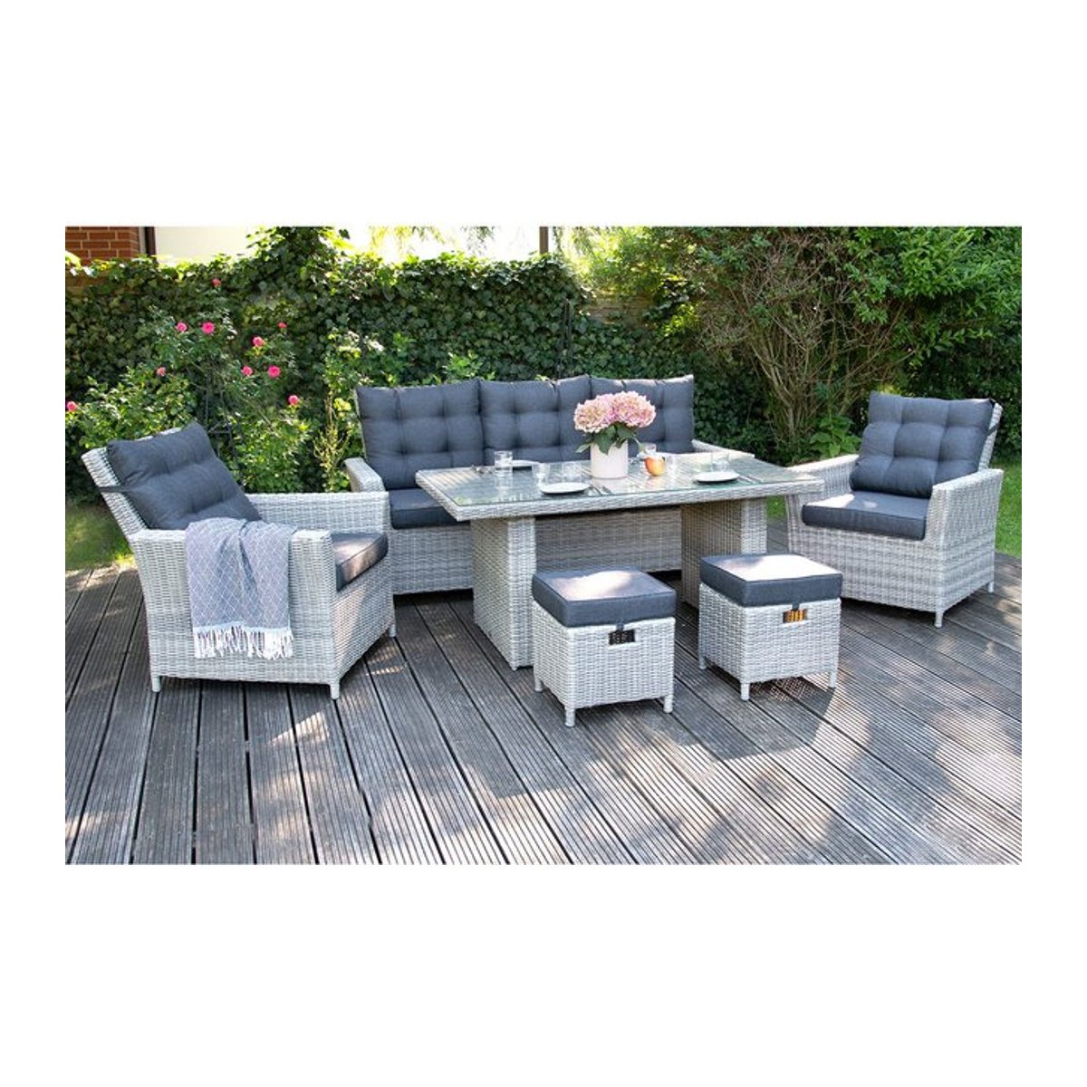 bellavista Home & Garden Alu-Luxus Dining-Set Asti aus Polyrattan in Grau-Mix - Bild 1