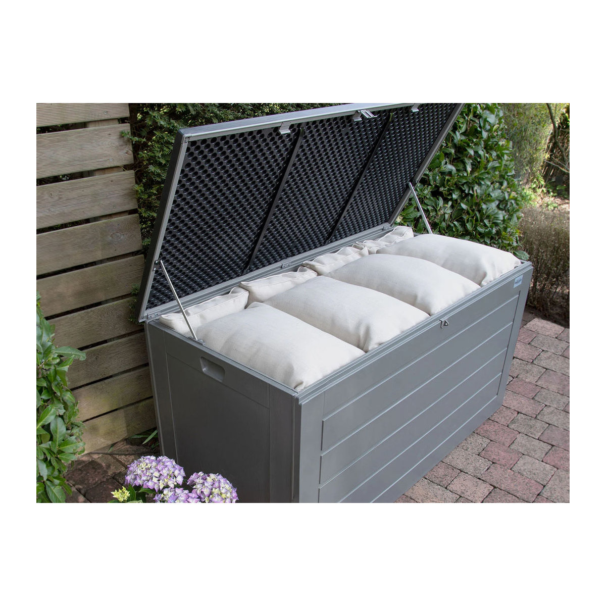 BELLAVISTA - HOME & GARDEN Auflagenbox AIK grau, Volumen 680L, B/H/L: 71 x 75 x 146,5 cm, UV-beständig - Bild 3