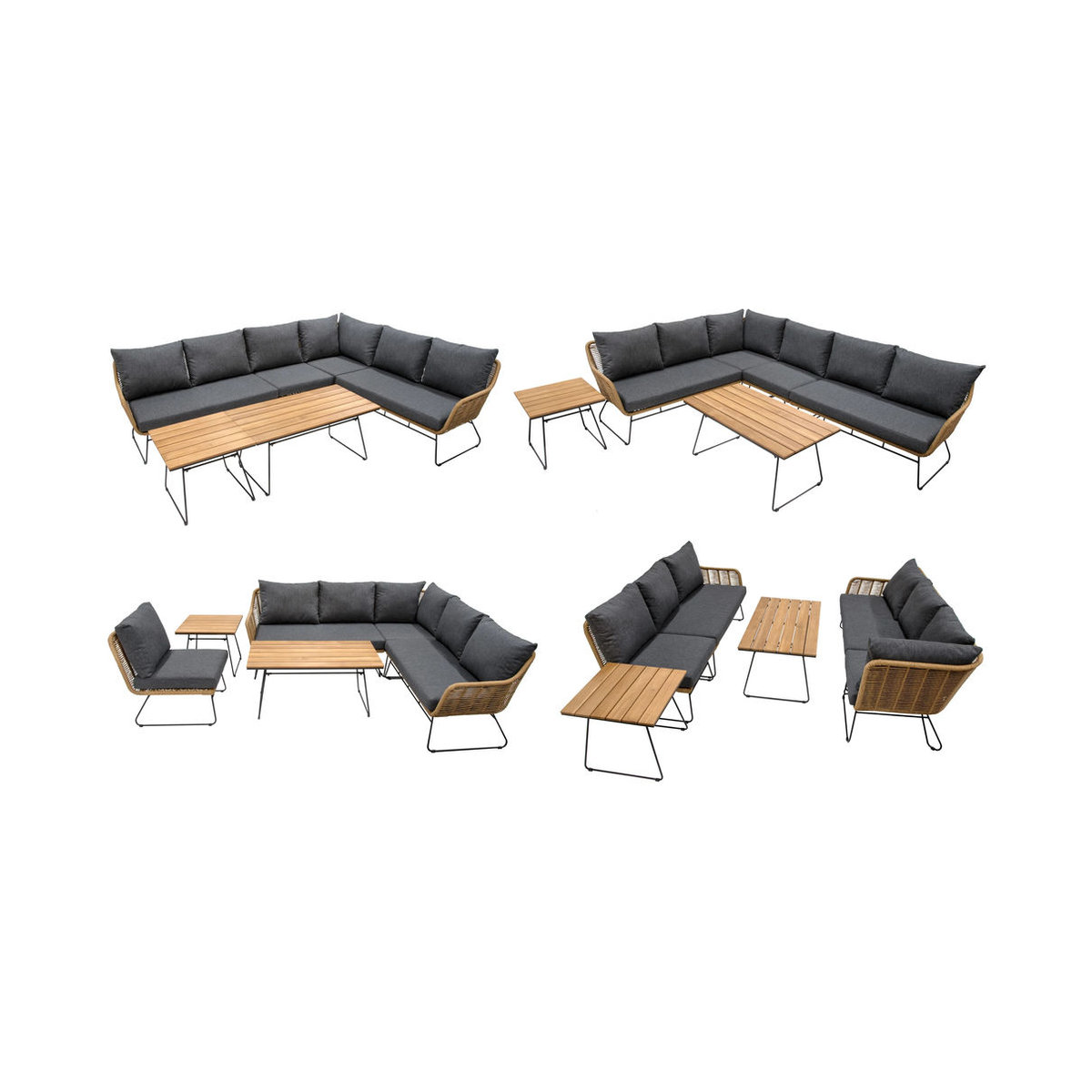bellavista Home & Garden Ecklounge Montreux 4-teilig aus Polyrattan in Schwarz und Grau mit Sitz- und Rückenkissen - Bild 2