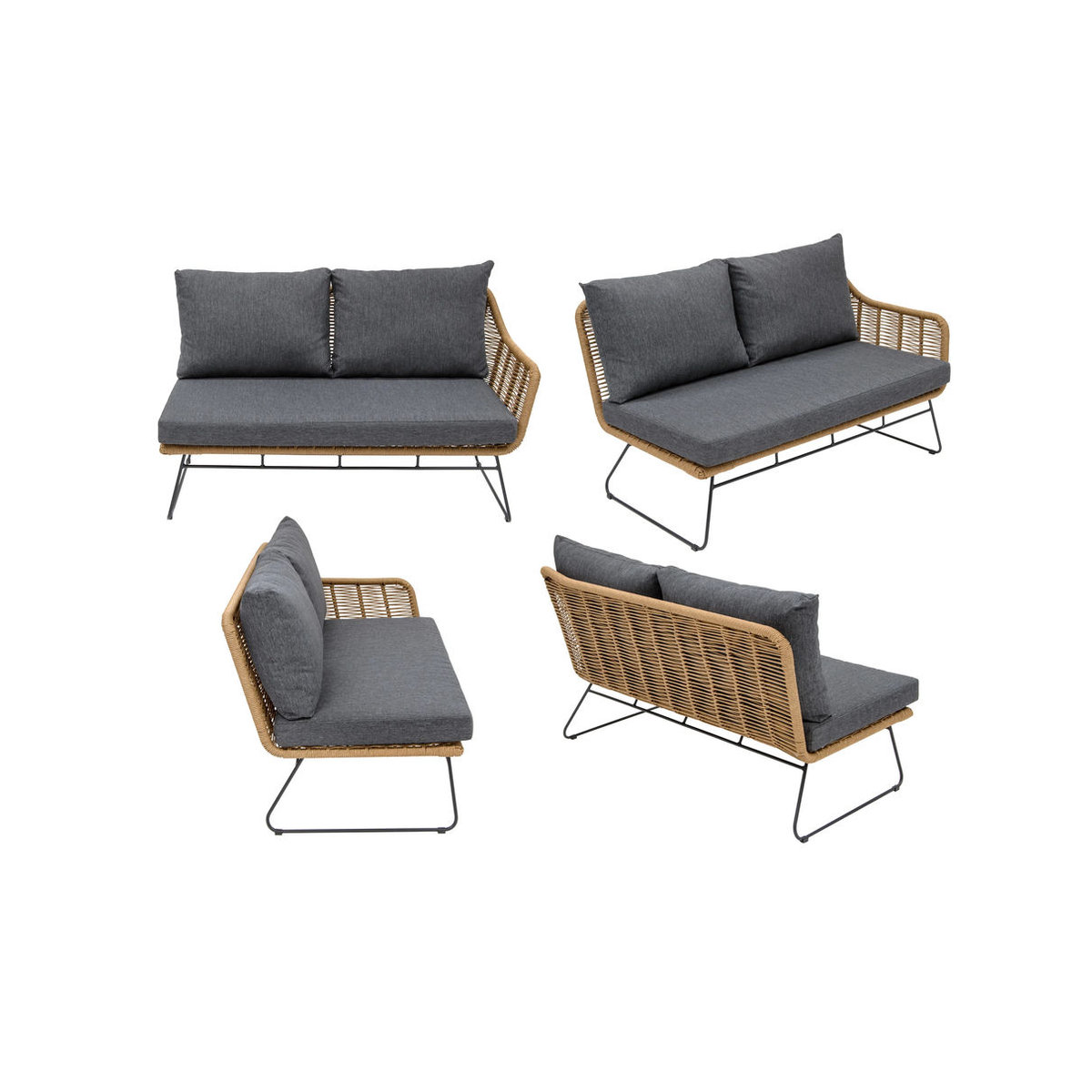 bellavista Home & Garden Ecklounge Montreux 4-teilig aus Polyrattan in Schwarz und Grau mit Sitz- und Rückenkissen - Bild 3