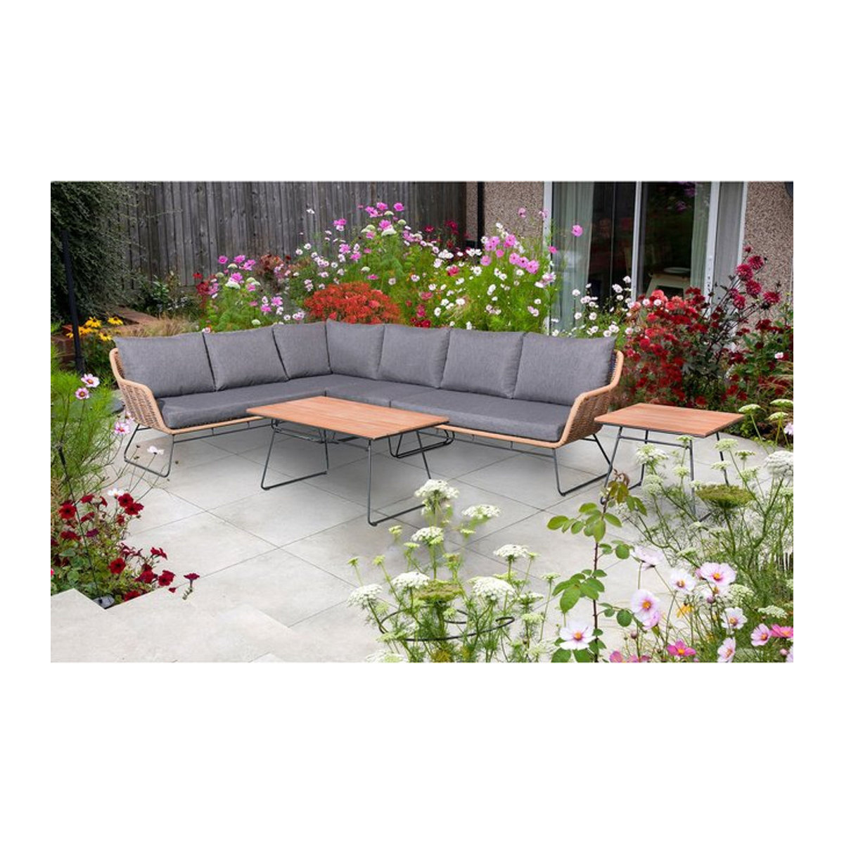 bellavista Home & Garden Ecklounge Montreux 4-teilig aus Polyrattan in Schwarz und Grau mit Sitz- und Rückenkissen - Bild 4