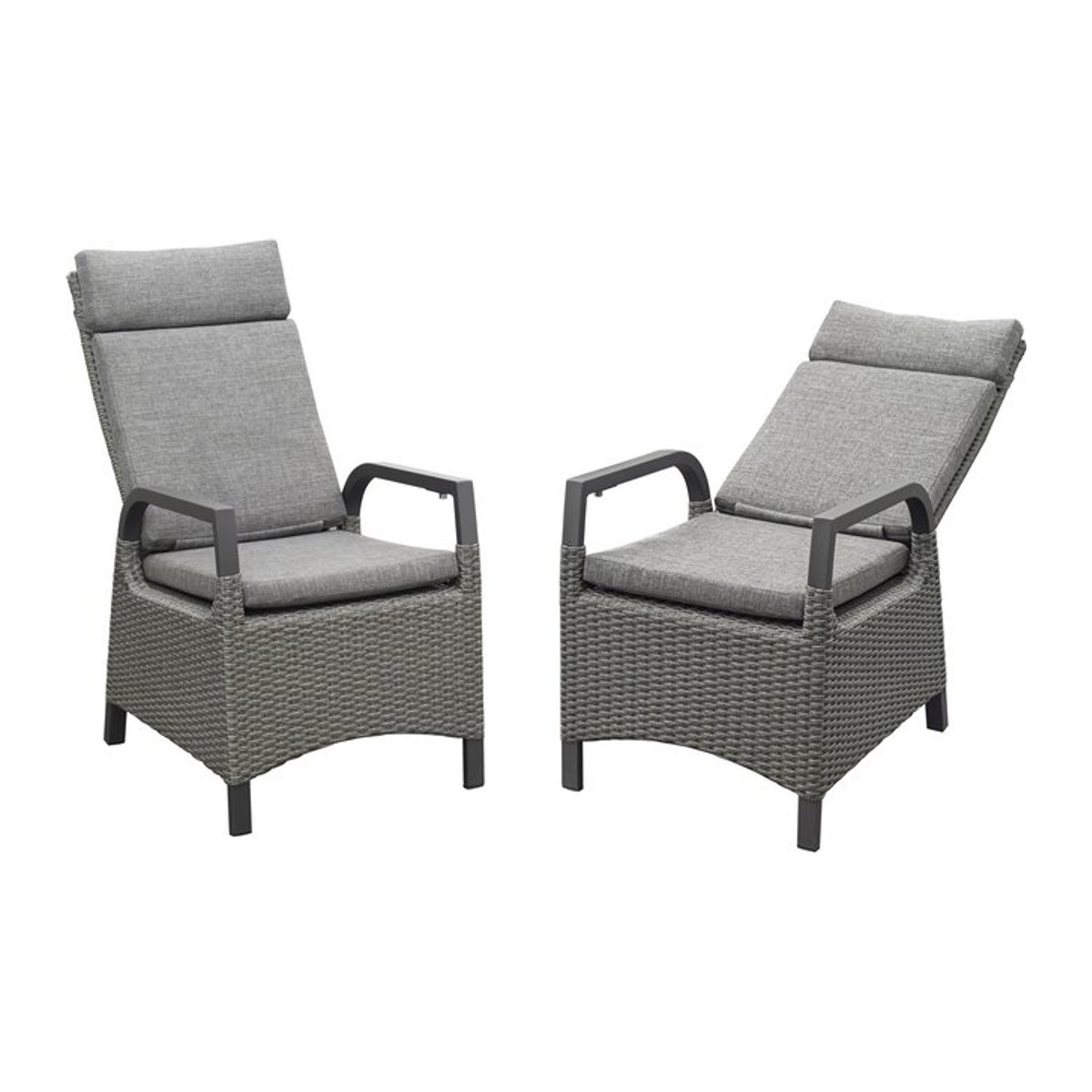 BELLAVISTA - HOME & GARDEN Hochlehner-Sessel Dallas 2er Set aus Polyrattan in Anthrazit und Grau mit Auflagen - Bild 1
