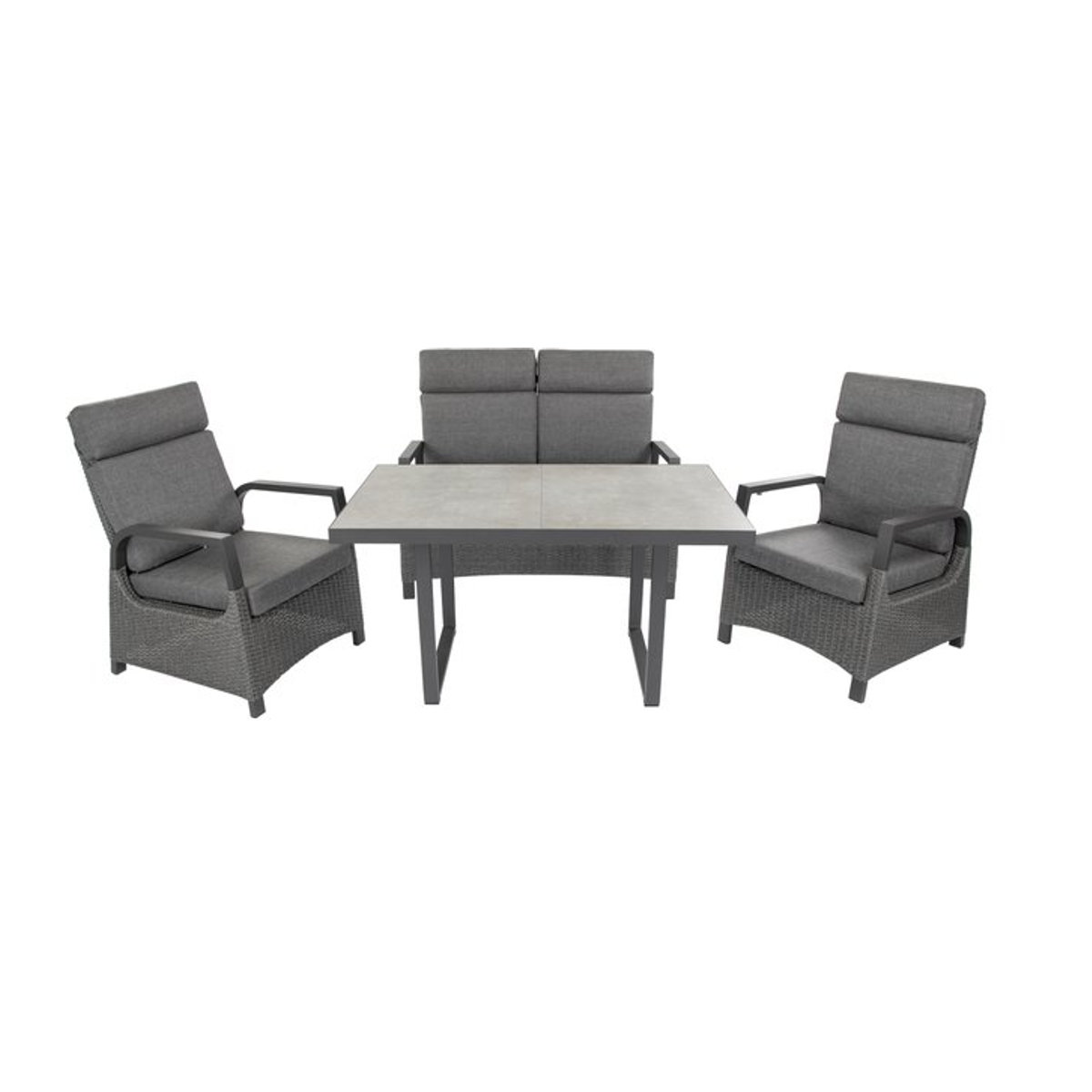 BELLAVISTA Home & Garden Loungemöbel Orlando 4-teiliges Loungeset aus Polyrattan und Aluminium mit Sitzauflagen in Grau und Anthrazit - Bild 1