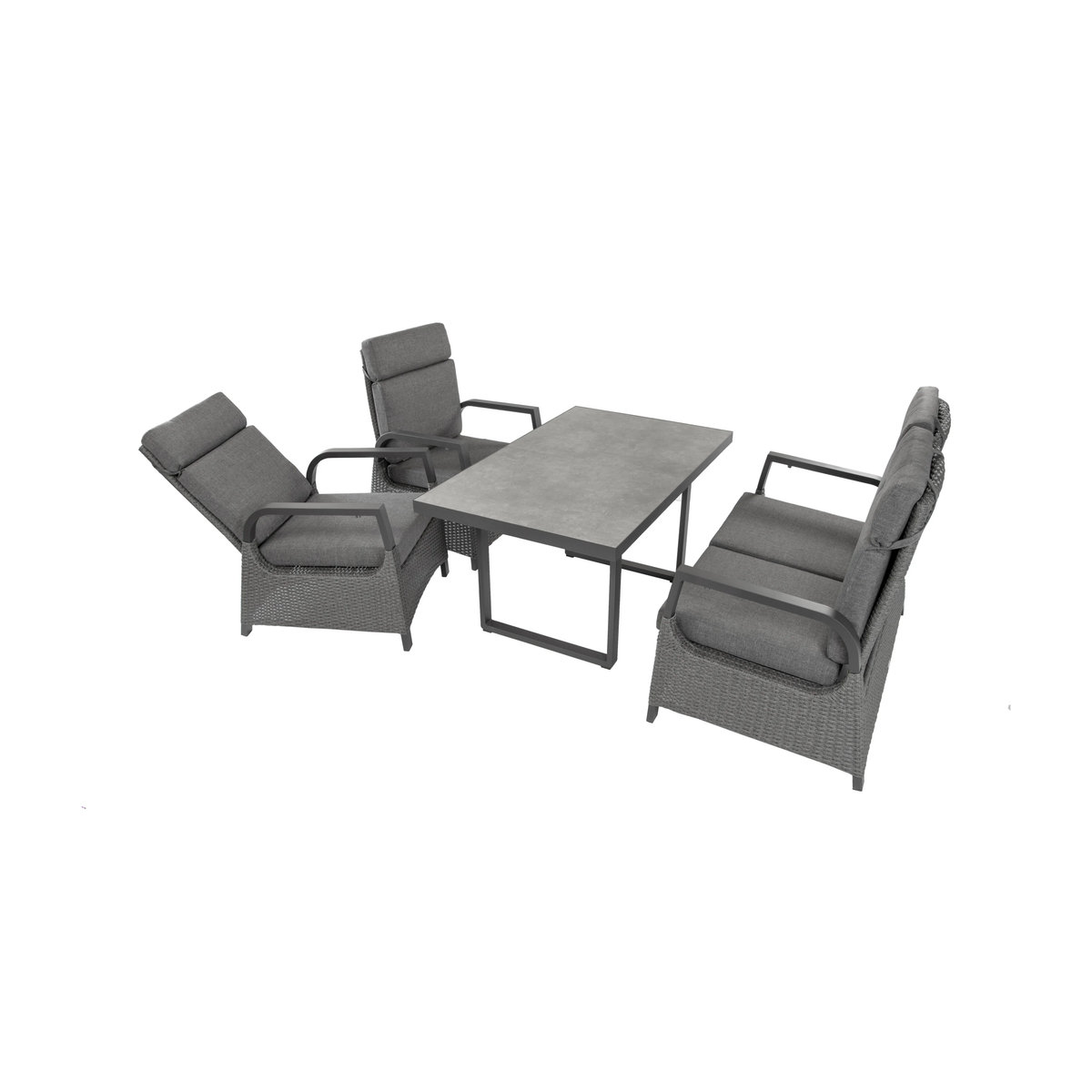BELLAVISTA Home & Garden Loungemöbel Orlando 4-teiliges Loungeset aus Polyrattan und Aluminium mit Sitzauflagen in Grau und Anthrazit - Bild 2