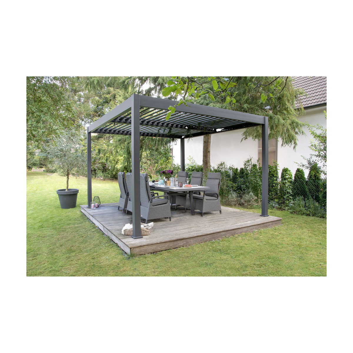 bellavista Home & Garden Pergola Pavillon Oasis mit Lamellendach aus Aluminium in Anthrazit B/T: 360 x 400 cm - Bild 2