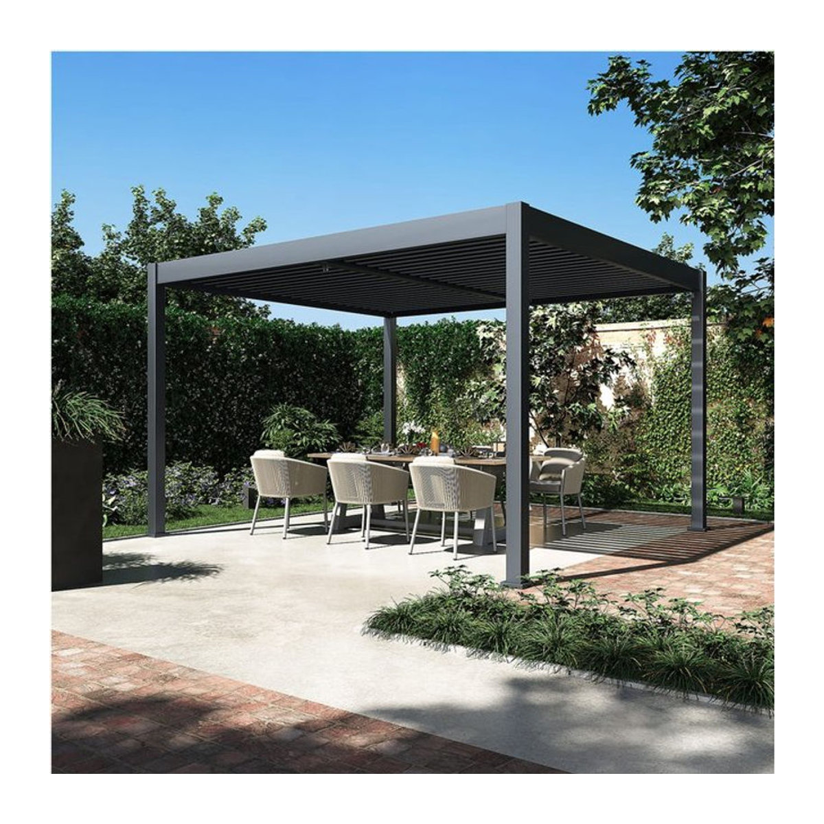 bellavista Home & Garden Pergola Pavillon Oasis mit Lamellendach aus Aluminium in Anthrazit B/T: 360 x 400 cm - Bild 4