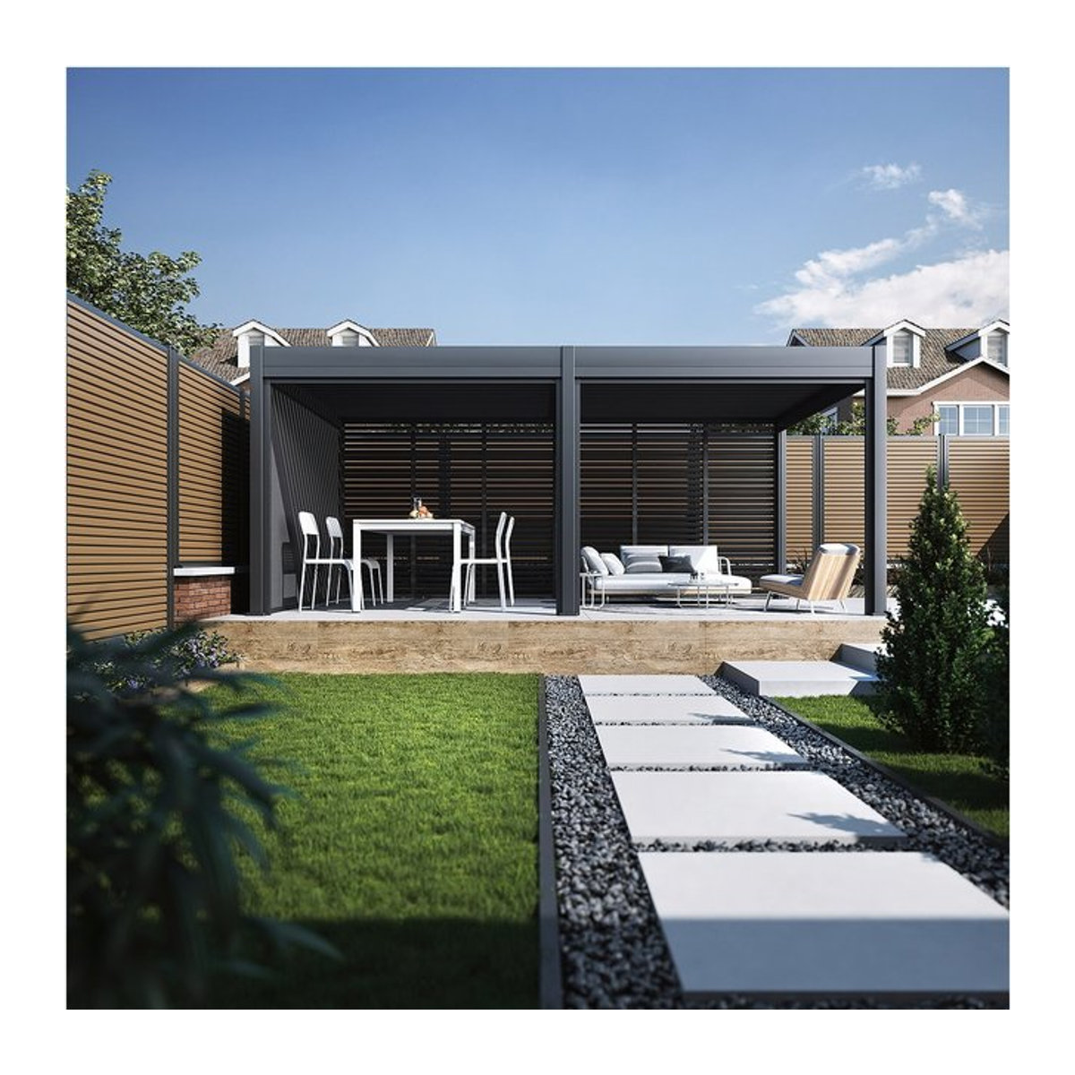 BELLAVISTA - HOME & GARDEN® Pergola Pavillon Oasis mit Lamellendach in Anthrazit B/T: 360 x 600 cm - Bild 1
