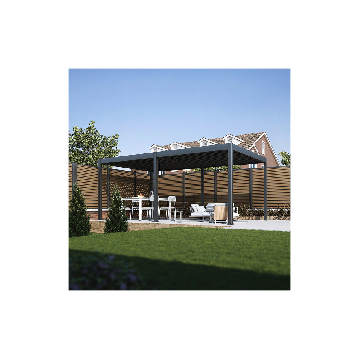 BELLAVISTA - HOME & GARDEN® Pergola Pavillon Oasis mit Lamellendach in Anthrazit B/T: 360 x 600 cm - Bild 3