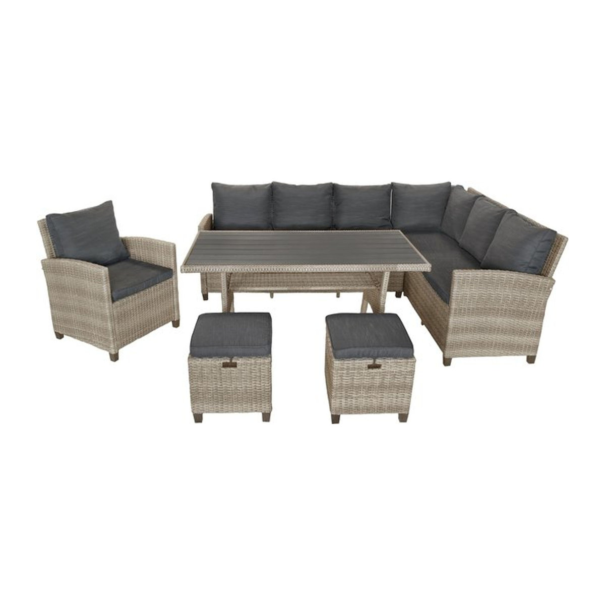 bellavista - Home & Garden Polyrattan Sitzgruppe Prato Gartenmöbel-Set in Grau mit 6 Sitzplätzen - Bild 1