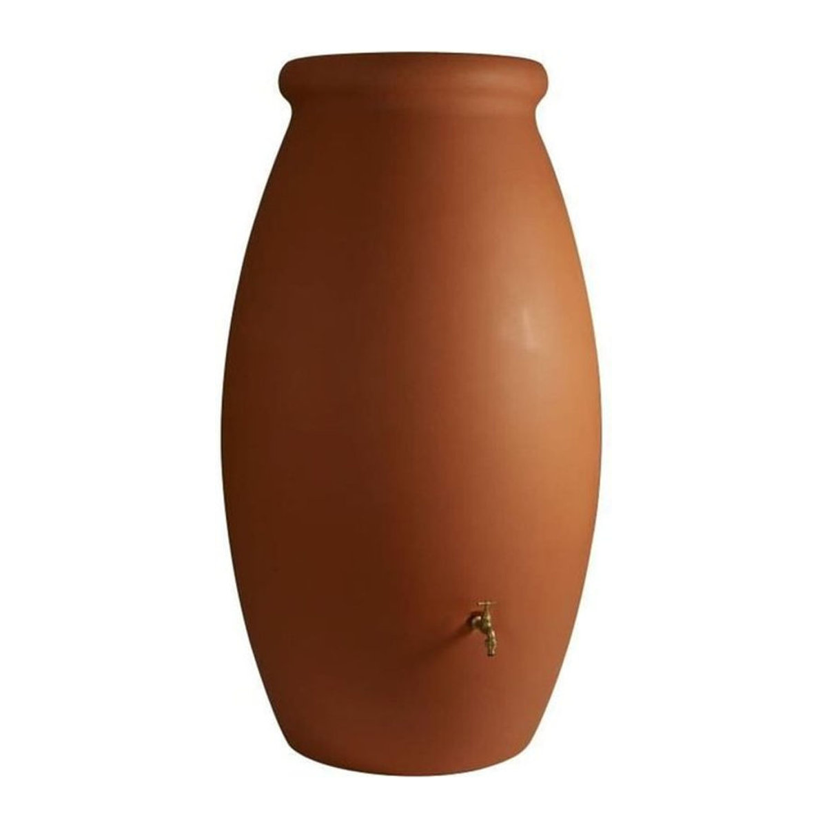 BELLI Rotationsgeformter Wasserauffangbehälter aus Keramik in Braun und Orange, rund und rustikal - Bild 1