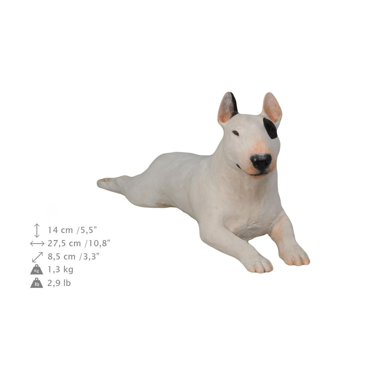 Bemalte Bullterrier Statue von Art-Dog in Weiß aus Kunstharz - Bild 1