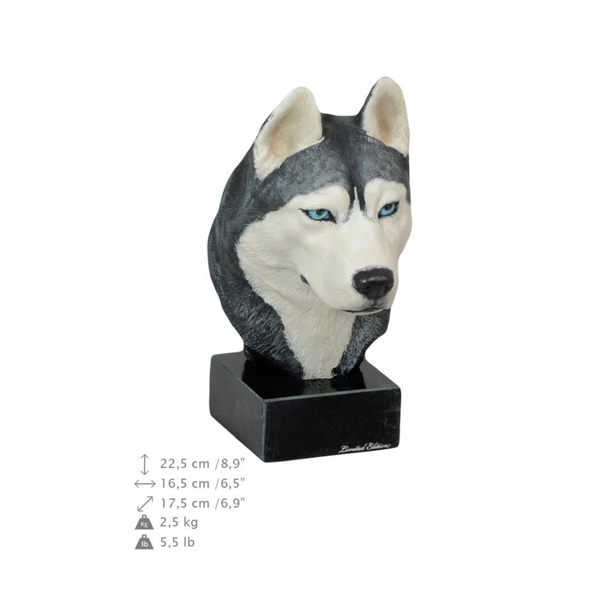 Bemalte Siberian Husky Chukcha Figur aus Kunstharz von Art-Dog in Schwarz und Mehrfarbig - Bild 3
