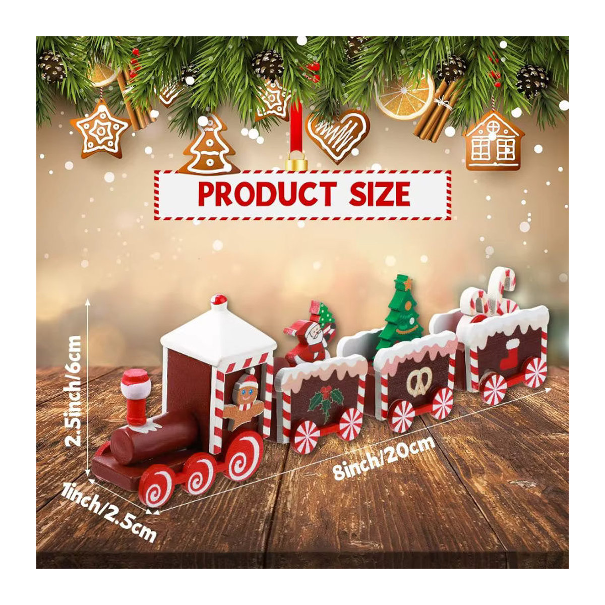 Bemalter Weihnachtszug aus Holz als mehrfarbige Tischdekoration für Weihnachten - Bild 5