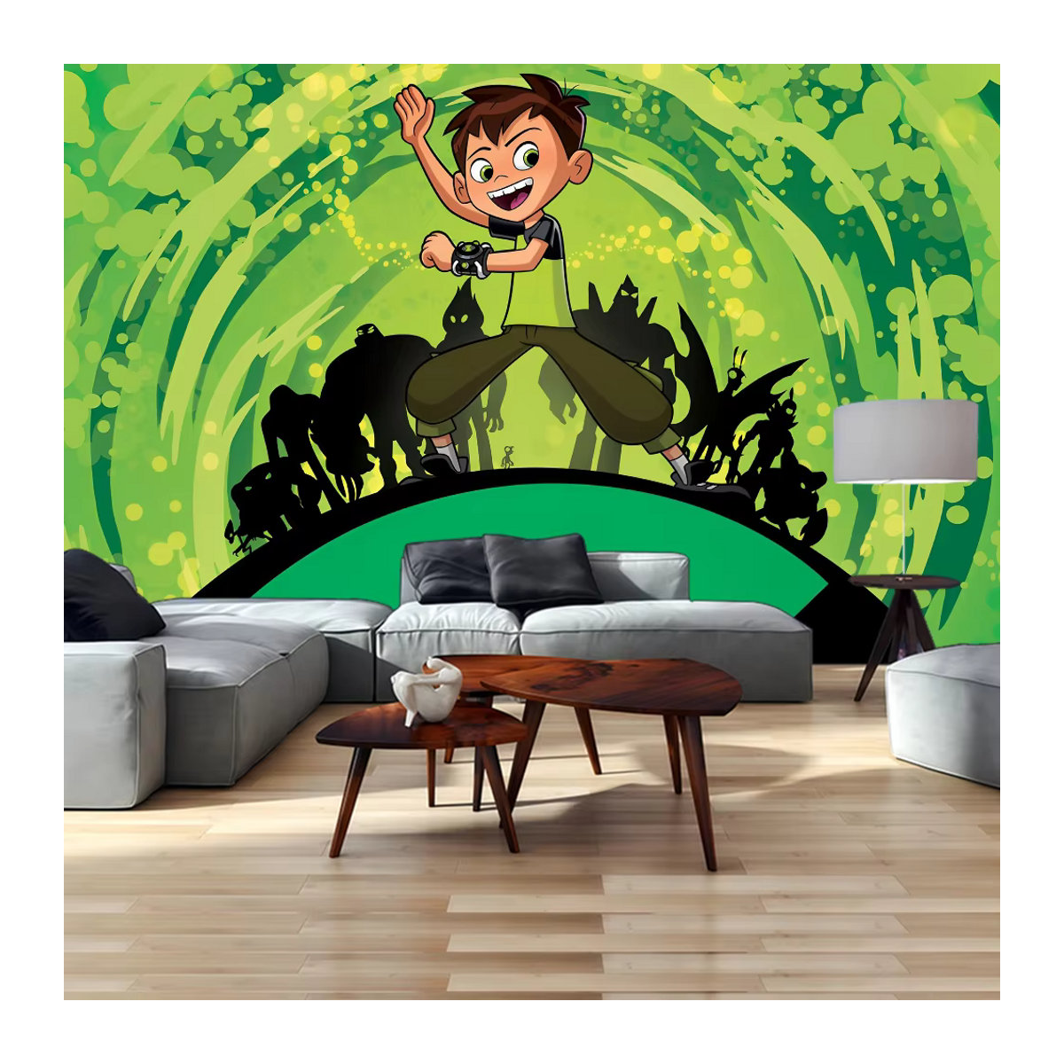 Ben 10 Cartoon Poster für Kinder als Geburtstag Dekoration in Grün, Querformat, B: 120 cm, H: 70 cm - Bild 3