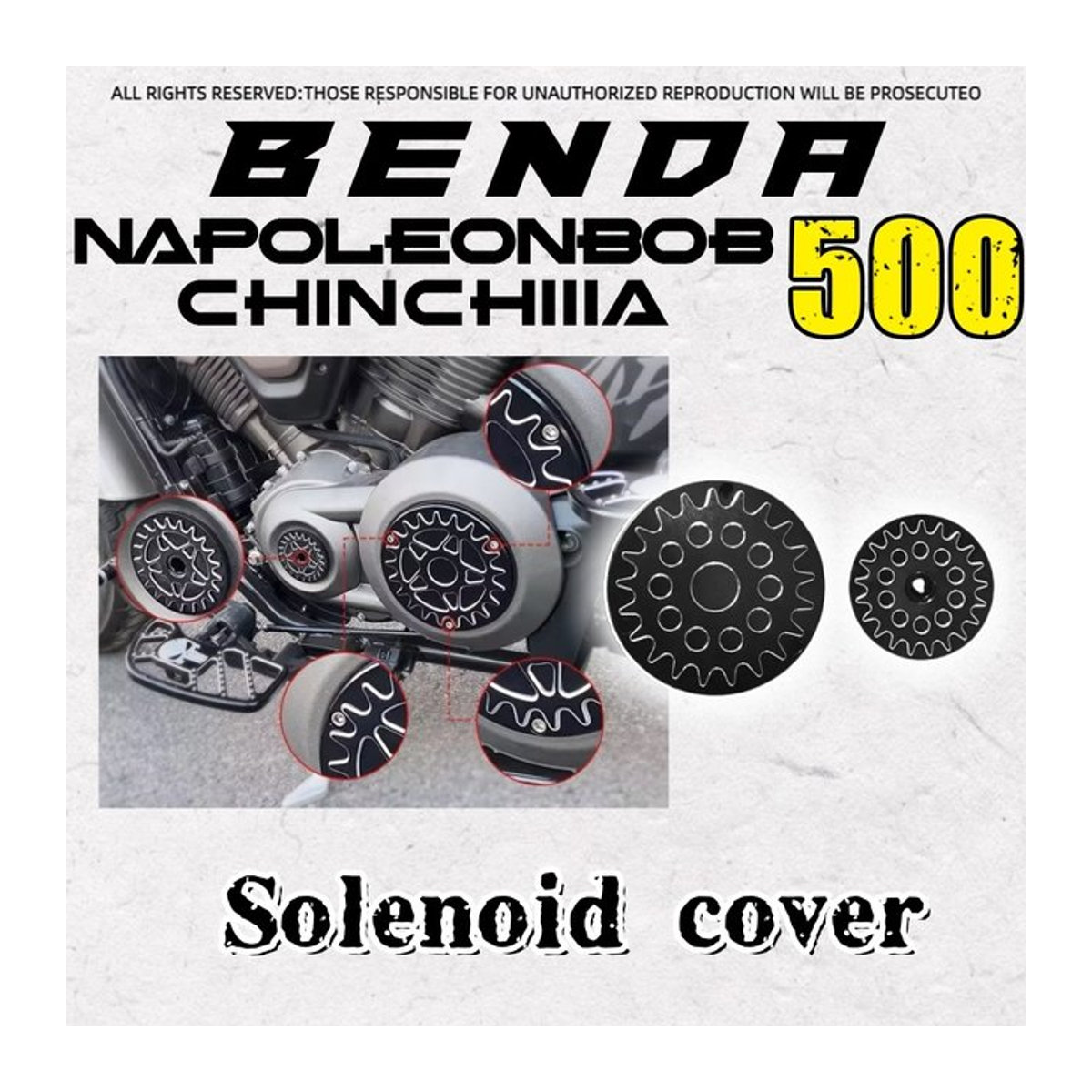 BENDA Napoleon BOB 500 Chinchilla 500 Motorabdeckung in Schwarz als dekorative Retro-Abdeckung - Bild 1