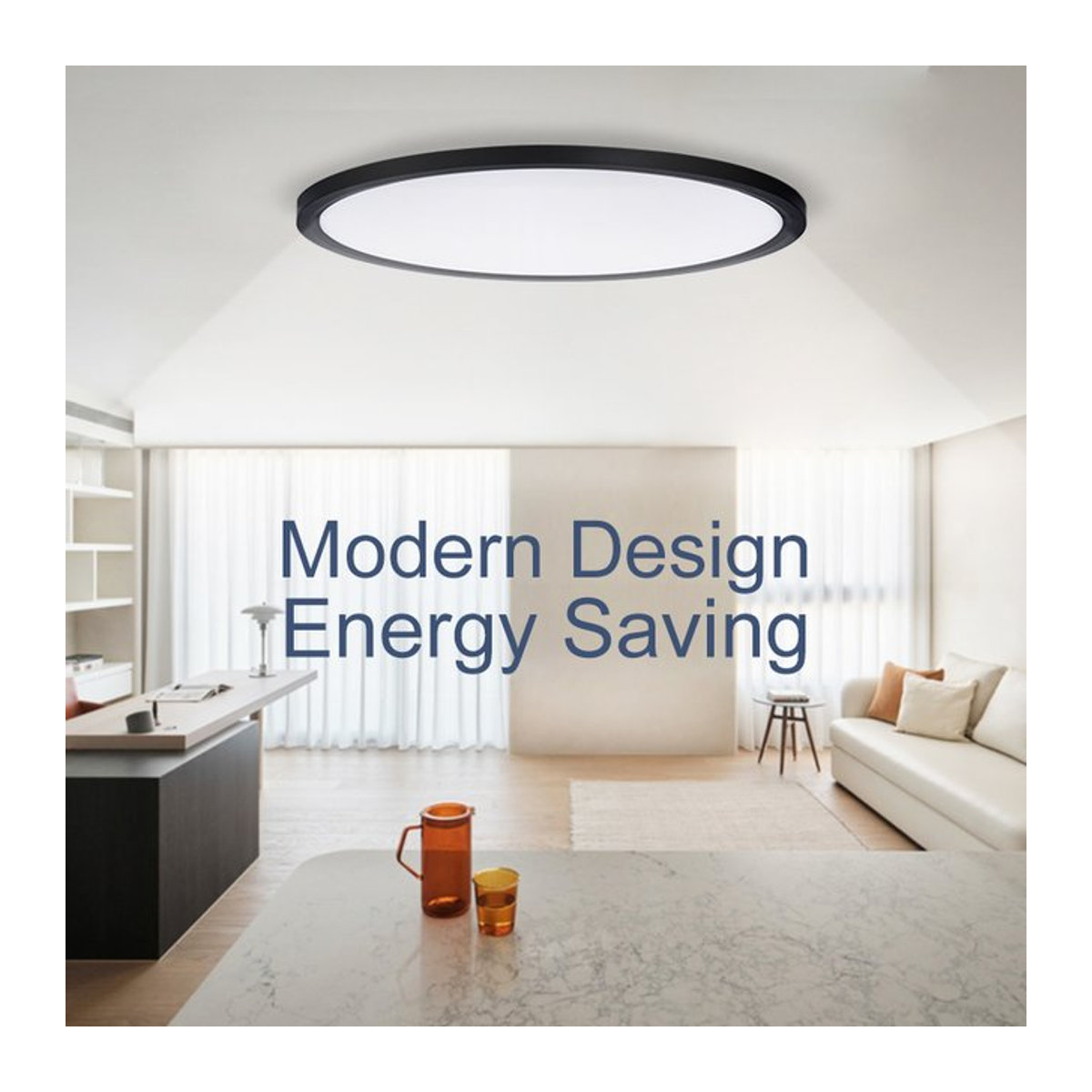 BENEWTON LED Deckenlampe in Schwarz, minimalistisches und modernes Design mit App-Fernbedienung, 45 W - Bild 1