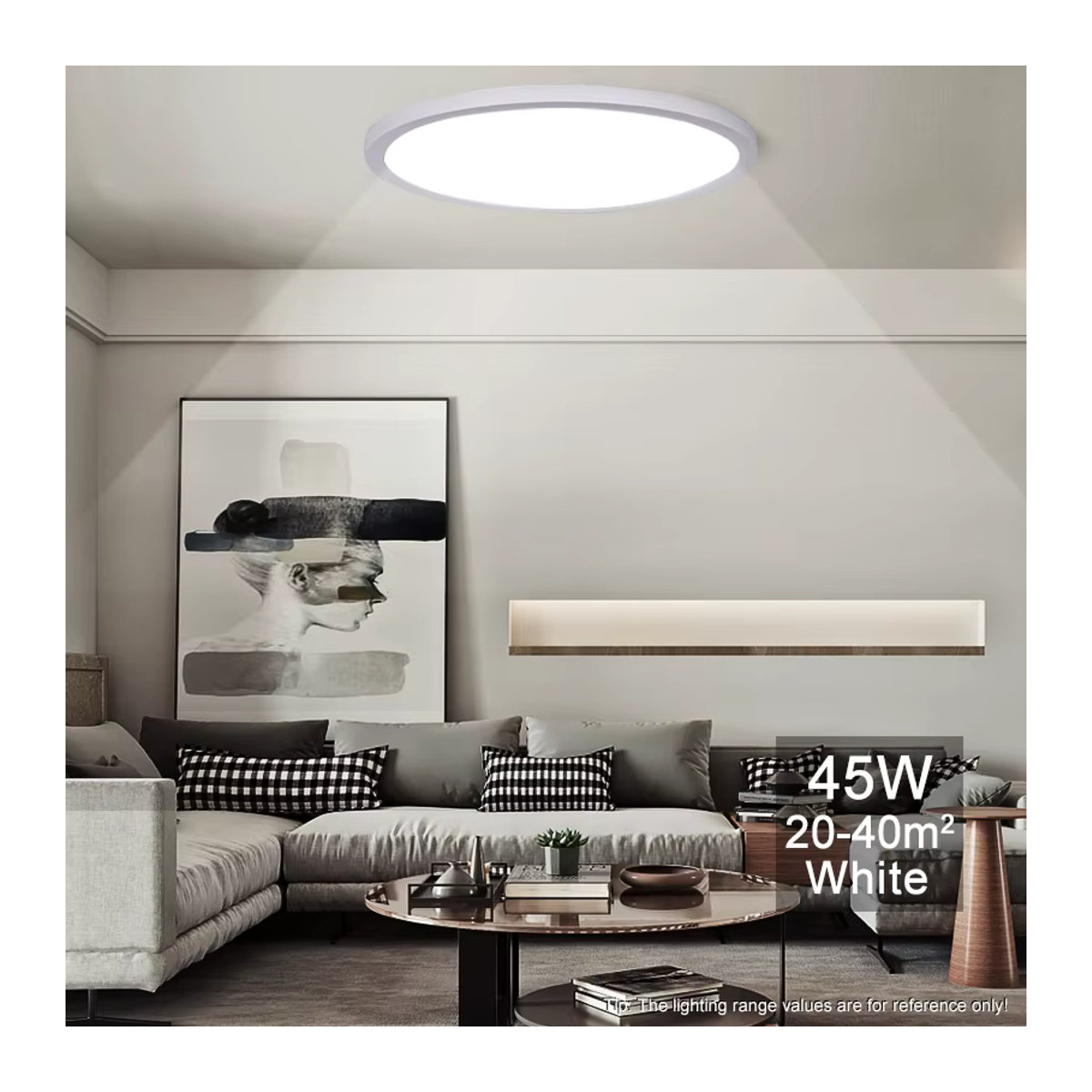 BENEWTON LED Deckenlampe in Schwarz, minimalistisches und modernes Design mit App-Fernbedienung, 45 W - Bild 5