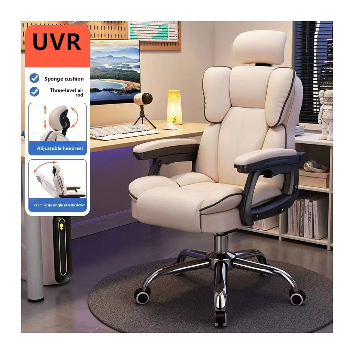 Bequemer Gaming Stuhl aus Kunstleder als Drehstuhl für Gaming und Home Office in Rosa oder Grau - Bild 2