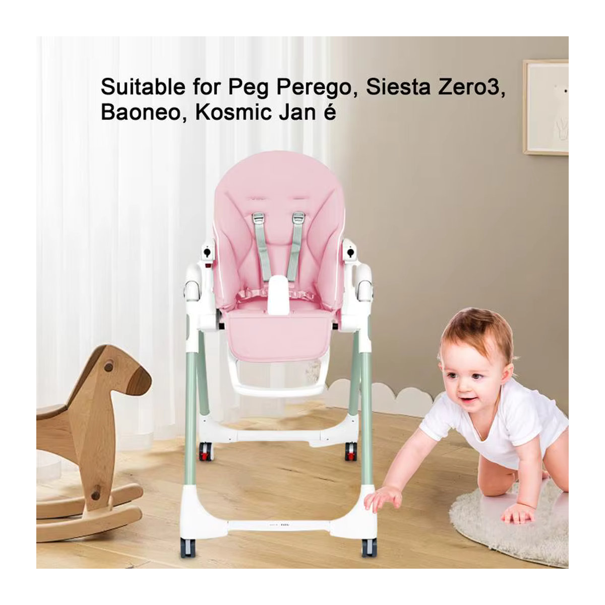 Bequemer Polsterbezug aus PU-Leder für Kinderhochstühle in Beige - Bild 2