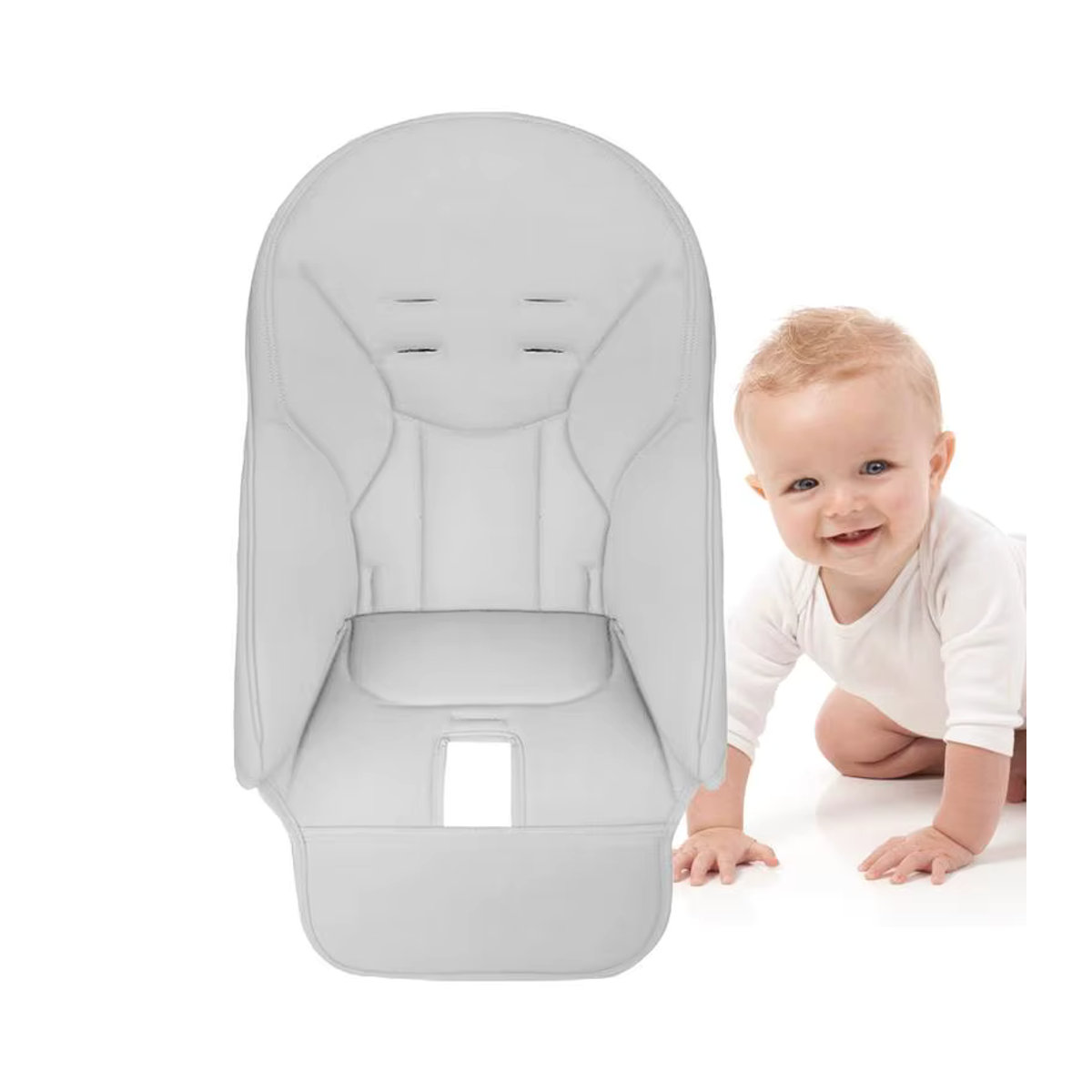 Bequemes Sitzpolster und Rückenlehnenkissen für Baby-Hochstühle in Blau und Beige - Bild 3