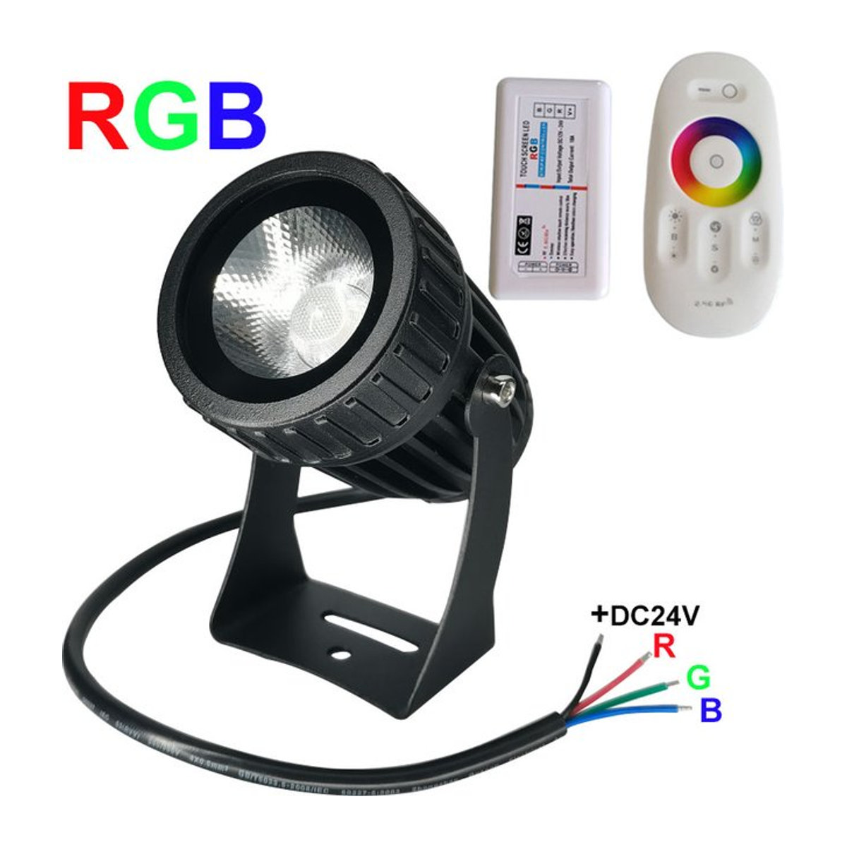 Berabo RGB LED Wegeleuchte mit externer Steuerung, 20W COB Gartenlampe, Schwarz, Wasserdicht für Außenbereich - Bild 1