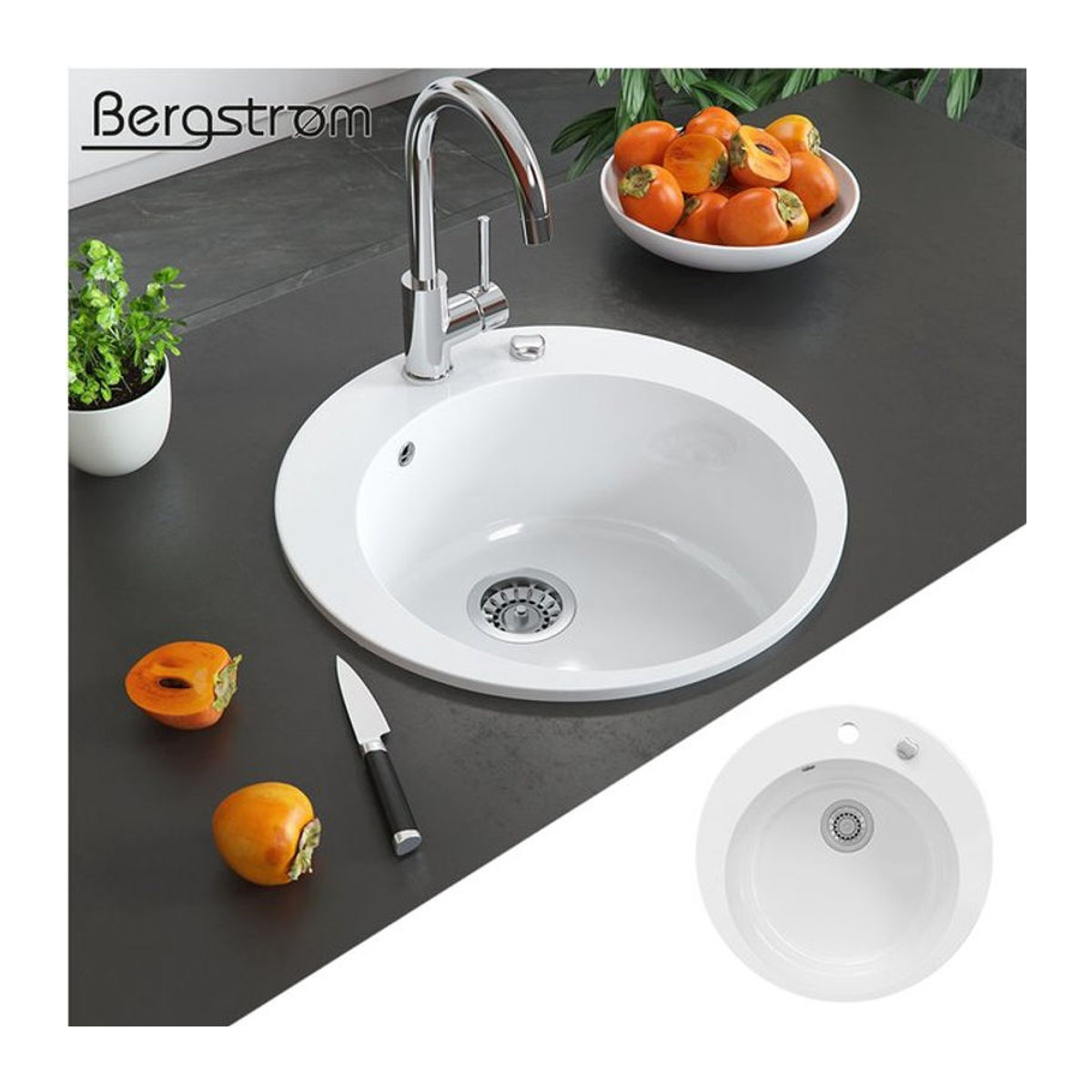 BERGSTRÖM Keramik Spüle VALENCIA Einbauspüle für die Küche in Weiß - Bild 1