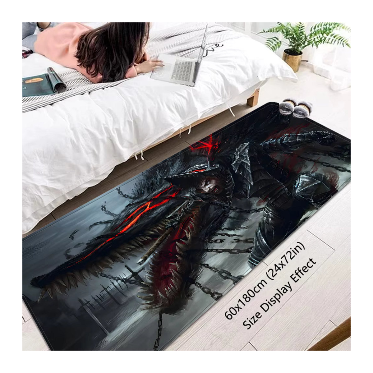 Berserk Comics Rutschfeste und wasserabsorbierende Badezimmermatte in Schwarz - Bild 4