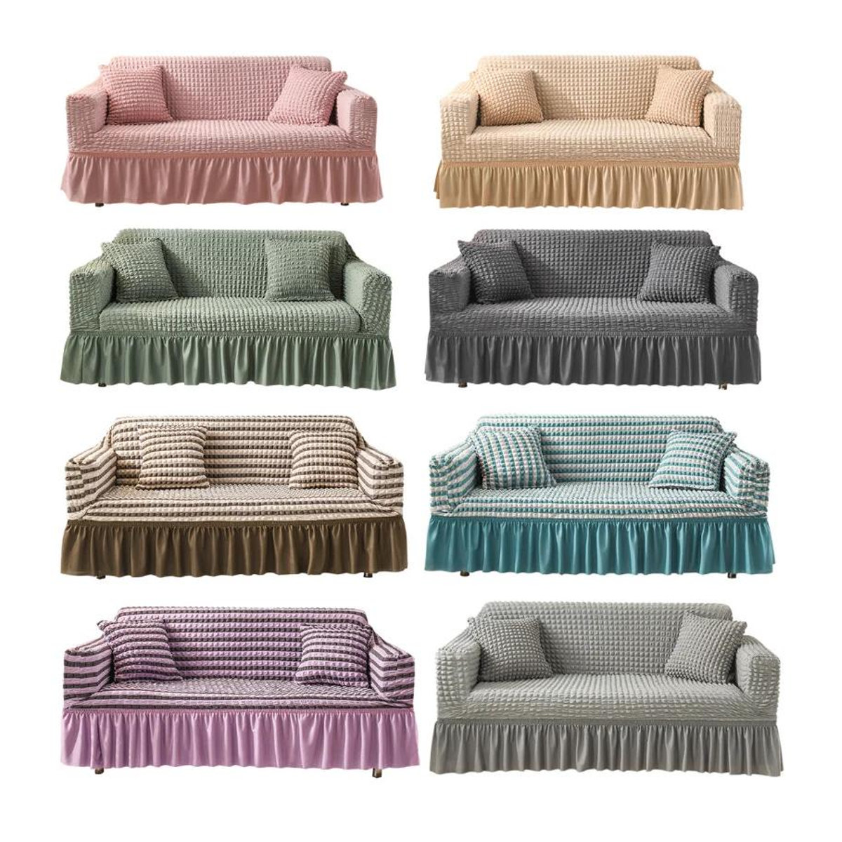 Bestbags Elastischer Seersucker Sofabezug für L-förmige Ecksofas in Mehrfarbig, Breite: 90-140 cm - Bild 1