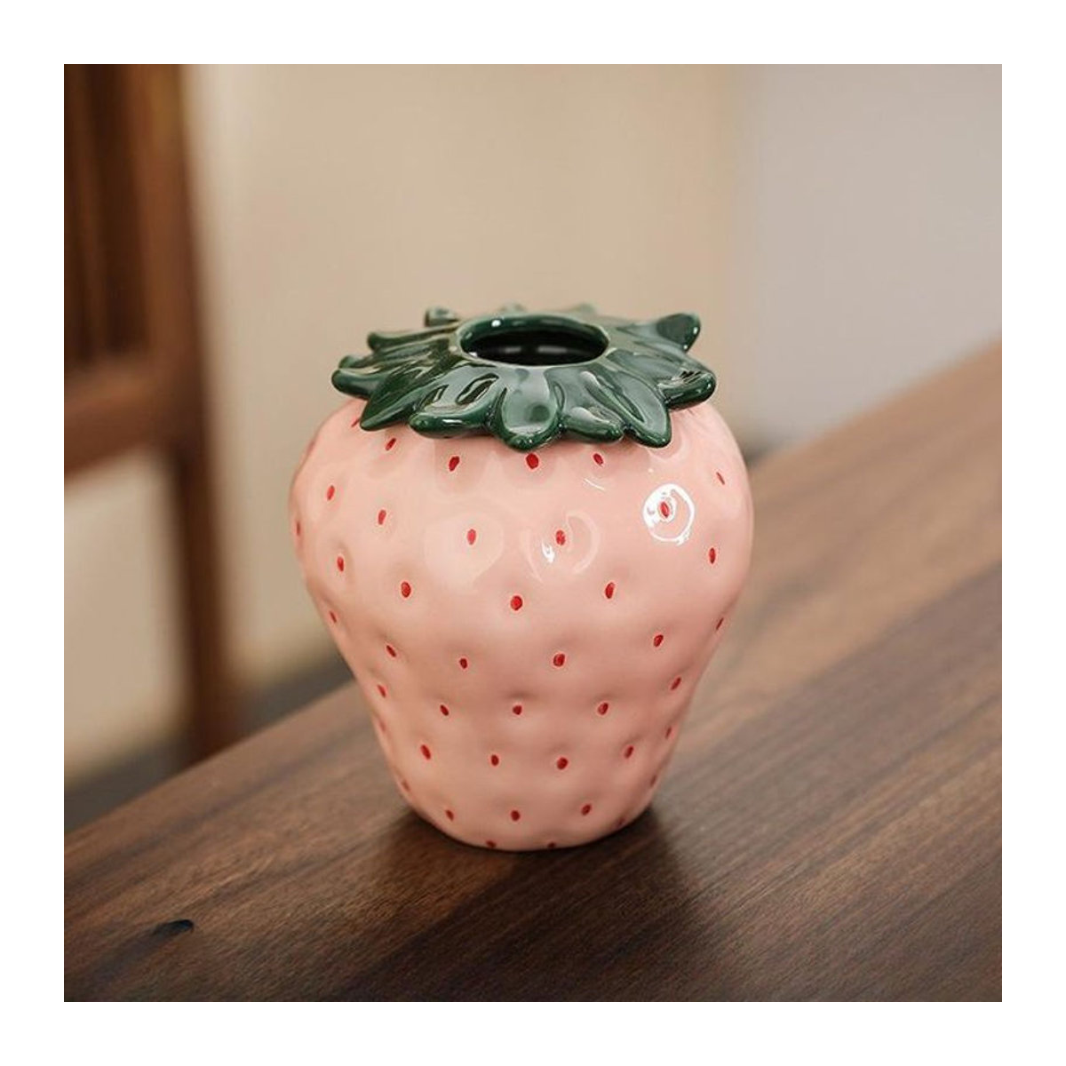 Bestbags Keramik Vase Erdbeere in Rosa für Wohnzimmer und Dekoration - Bild 1