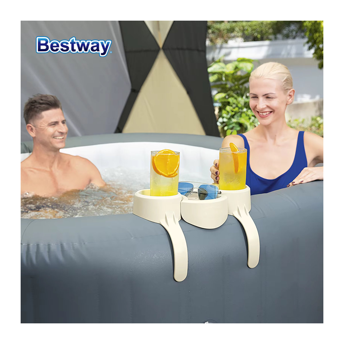 Bestway 60306 Becherhalter für Sommerpool und Winterspa mit doppeltem Verwendungszweck als tragbare Becherablage für Outdoor-Whirlpools und Spas - Bild 5