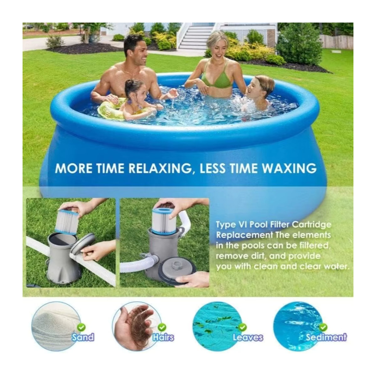Bestway Ersatzfilterkartusche aus Polyester für Schwimmbadfilterpumpen zur Wasserzirkulation - Bild 4