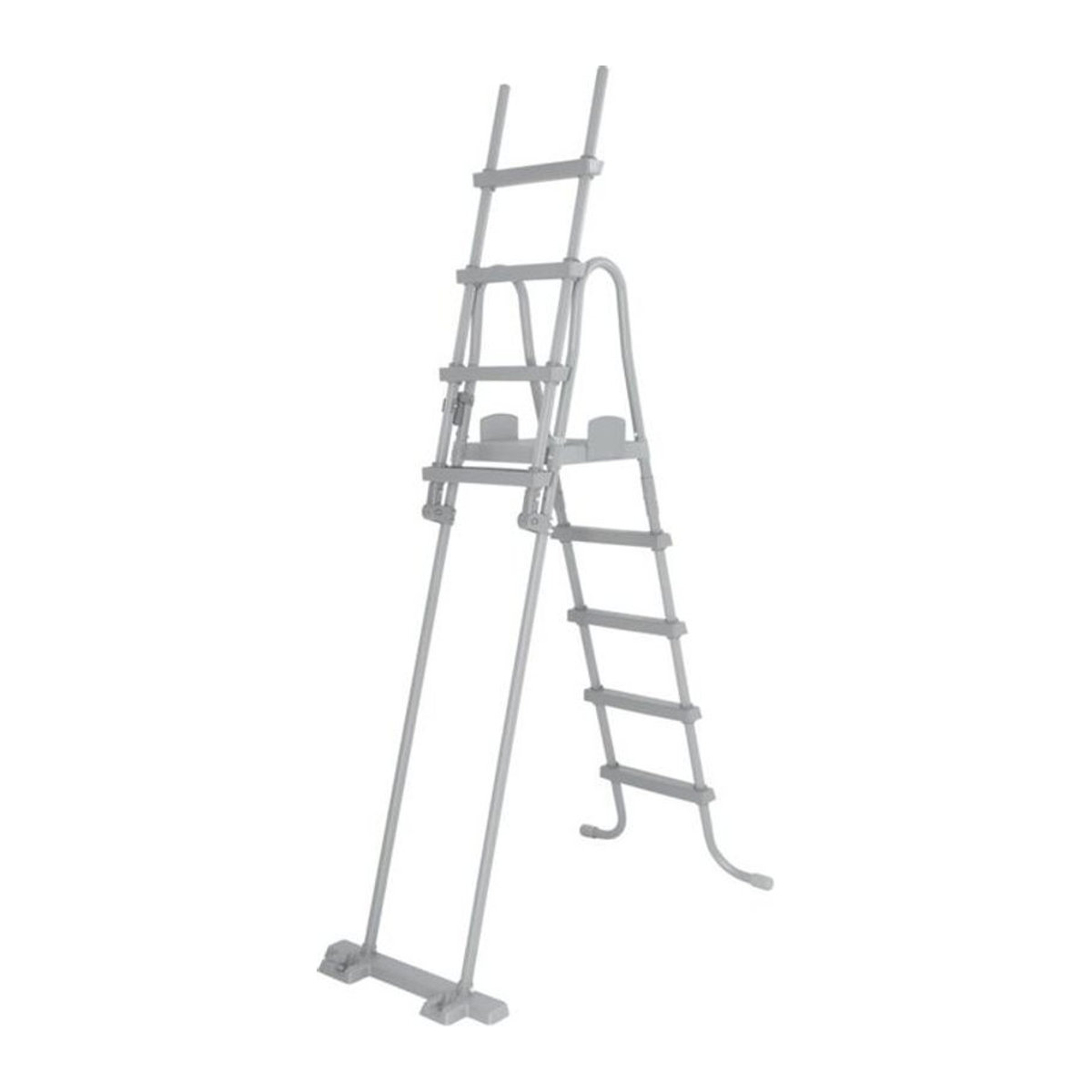 Bestway Flowclear 4-stufige Sicherheits-Poolleiter aus Metall und Kunststoff in Grau, Höhe: 132 cm - Bild 1