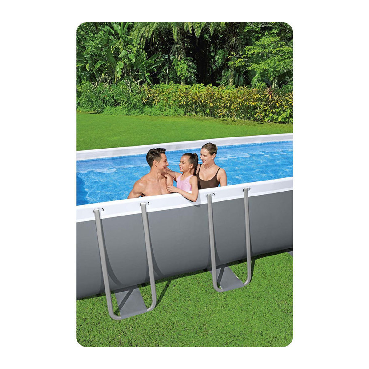 Bestway Frame Pool mit 18 in 1 Zubehör Set in Blau und Grau, H x B x T: 122 x 488 x 244 cm - Bild 5